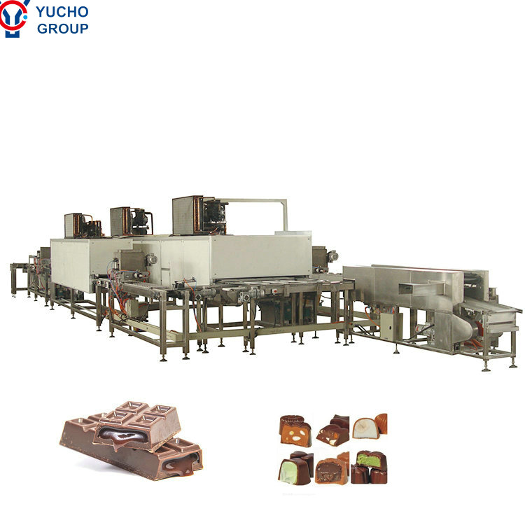 Chocolate depositor with cooling tunnel and de-moulding machine (1)